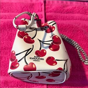 Coach White Mini Bag with Cherry Print